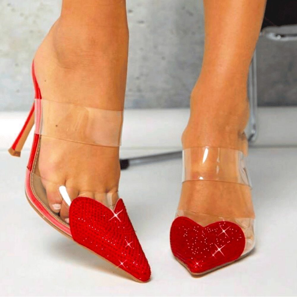 RED RHINESTONE CAP-TOE MULE